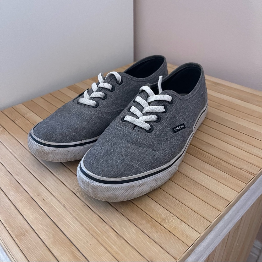 Casual Gray Canvas Sneakers with White Laces